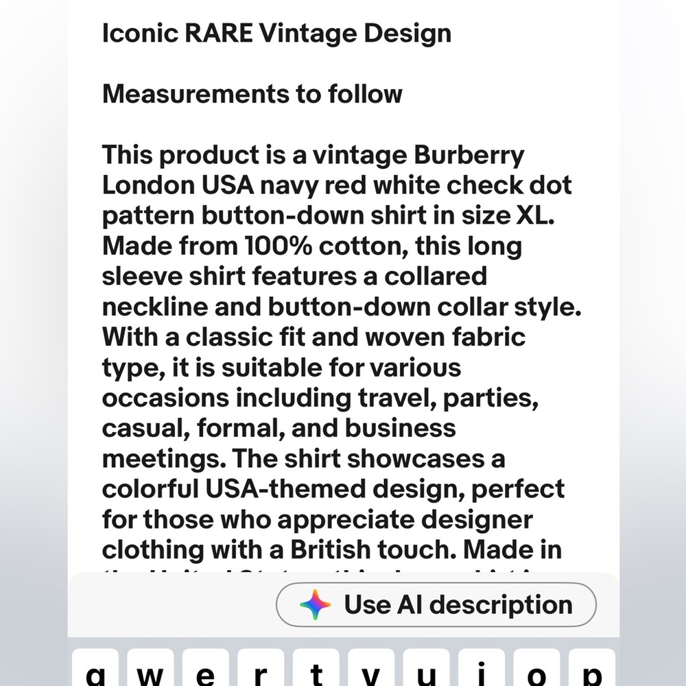VTG BURBERRY London USA Button Down Shirt XL Blue Red White Check DOT PATTERN - Picture 15 of 16